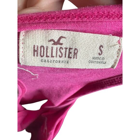 Hollister Tank Top Teens Small Pink Logo Scoop Neck Racerback Knot Front - Picture 6 of 6
